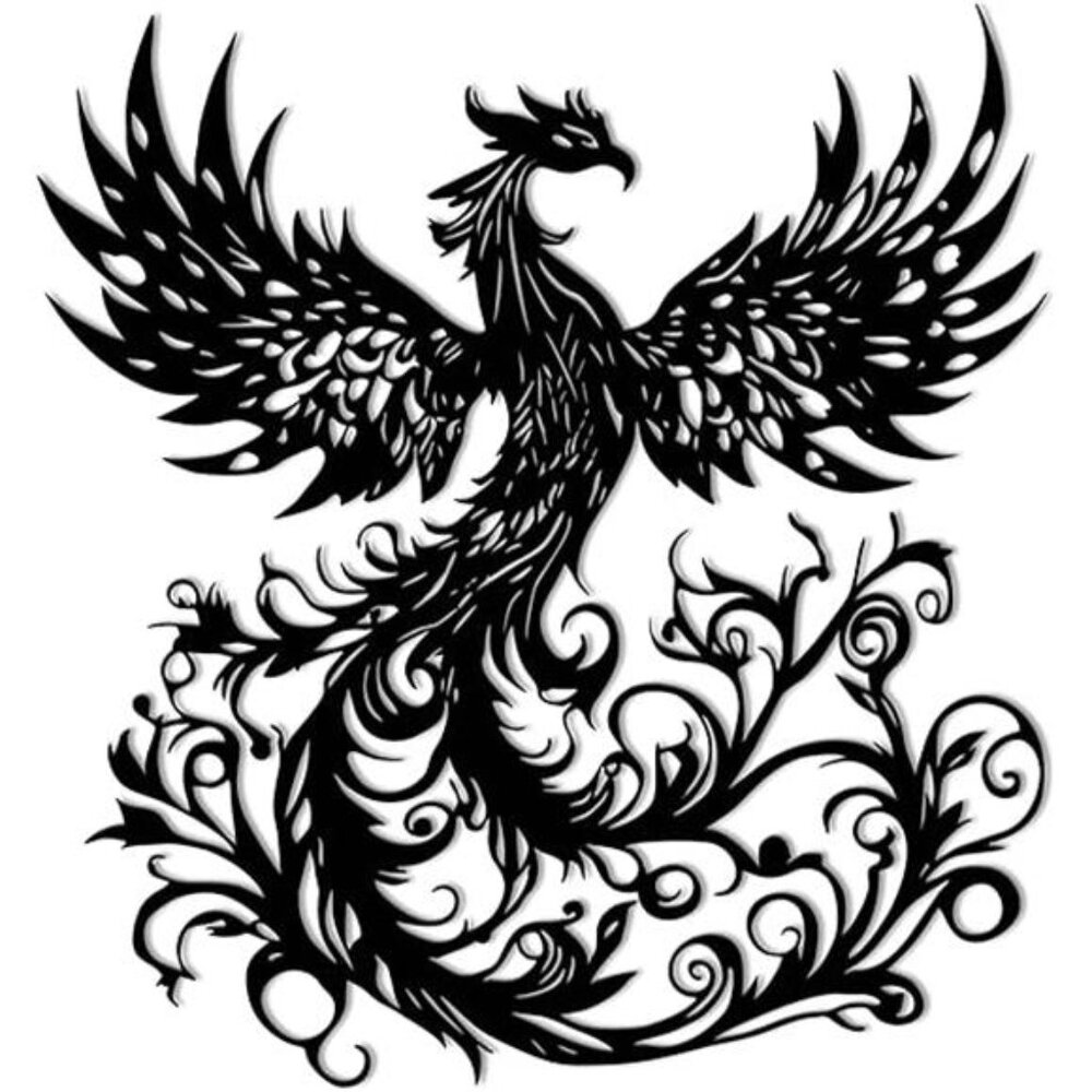 Phoenix Wall Art, Phoenix Rising Statue, Black Metal - Picture 8 of 8
